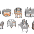 Diverse Industrial Equipment Collection with Tanks Vessels Pipes and Processing Towers