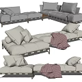 Modern corner sofa multiplayer sofa combination 3d model
