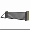 Modern Sliding Gate With Metal Slats And Beige Support Pillars Design