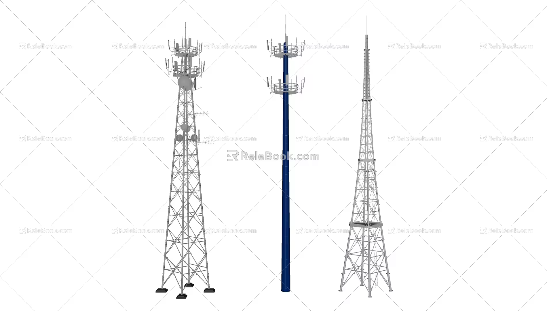 Modern signal tower Unicom base station signal transmitter tower 3d model