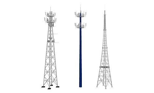 Modern signal tower Unicom base station signal transmitter tower 3d model