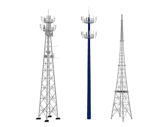 Modern signal tower Unicom base station signal transmitter tower 3d model
