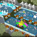 Large Scale Inflatable Water Park With Colorful Slides Pools And Umbrella Shaded Areas