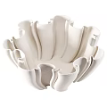 White Ribbed Ceramic Vessels With Unique Curved Shape For Decorative 3d model