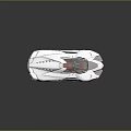 Futuristic White Sports Car With Red Wheels And Angular Sleek Design