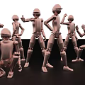 Rose Gold Metallic Game Movie Characters In Various Action Poses On Black Background
