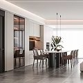 Modern Living and Dining Room Interior With Sofa Coffee Table Floor Lamp And Plant