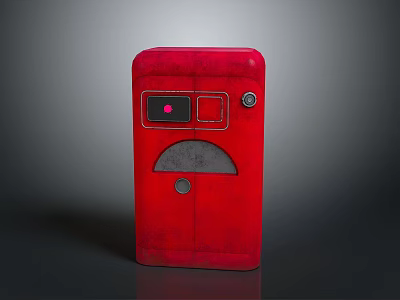 Red Emergency Alarm Box With Button Indicator And Circular Panel Design 3d model