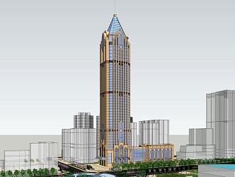 Jianou style super high-rise office building 3d model