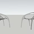Modern Single Chair With Sleek Silver Metal Frame And Curved Armrest Design 3d model