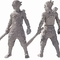 Game And Movie Character 3D Model With Intricate Armor And Sword Front Back View