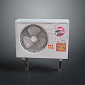 White Desktop Computer Case With Cooling Fan And Decorative Stickers On Surface 3d model