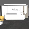 Modern Front Desk Cream Front Desk 3d model