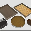 Home Decorative Trays And Woven Basket Including Rectangular Wooden Round Metal And Small Round Pieces