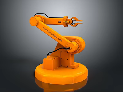 Futuristic Sci Fi Game Movie Character With Orange Robotic Arm And Industrial Base Design 3d model