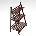 Brown Wooden Three Tier Ladder Style Display Shelf for Home Storage
