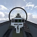 Gray Fighter Jet Flying With Weapons And Landing Gear Down In Blue Sky