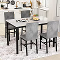 Modern Restaurant Interior Design With Rectangular Dining Table Gray Chairs And Decorative Rug 3d model