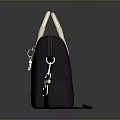 Stylish Black Handbag With White Handle Shoulder Strap And Keychain Accessory 3d model