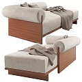 Stylish Chaise Lounge With Fabric Cushions And Throw Blanket