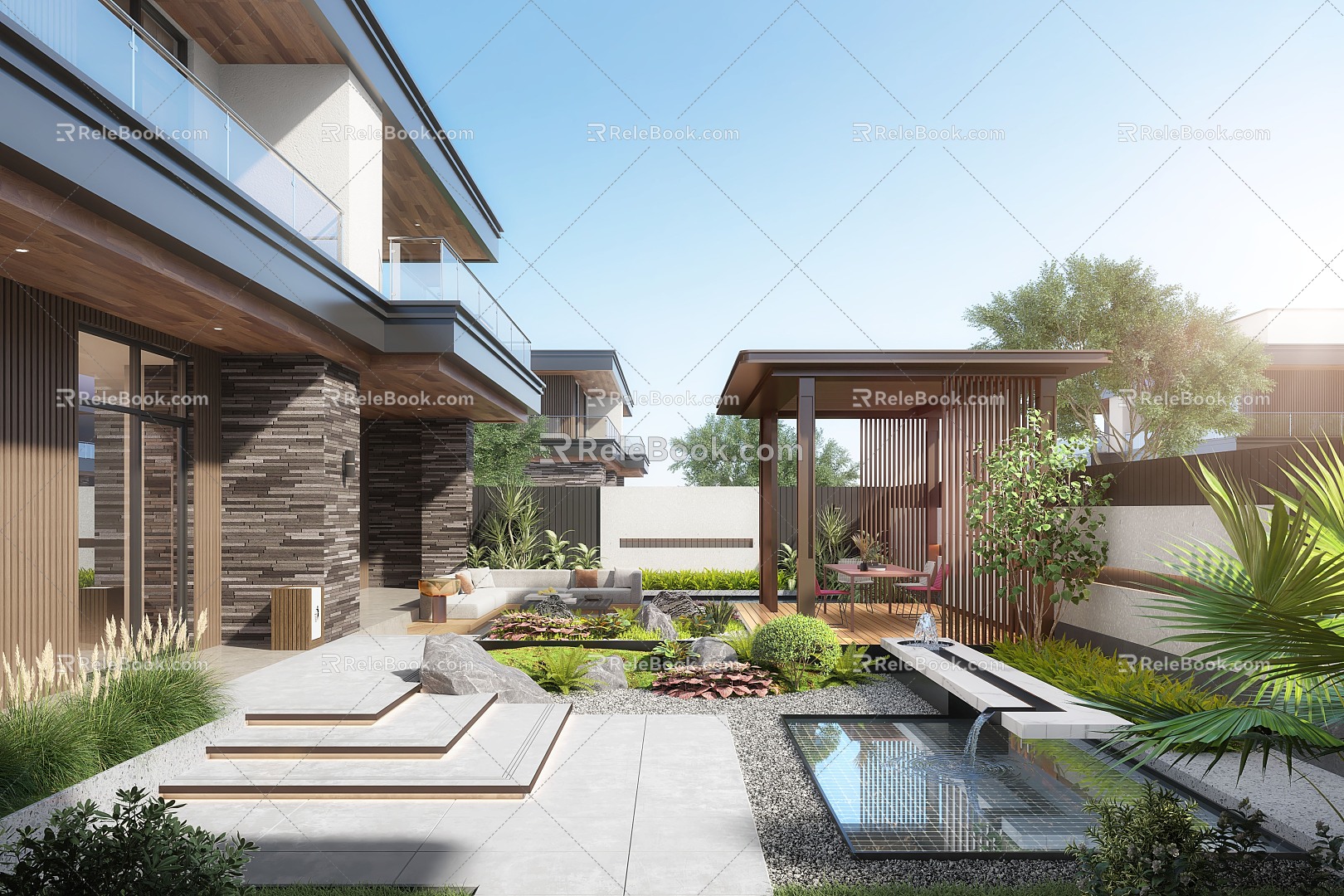 Modern courtyard courtyard landscape model