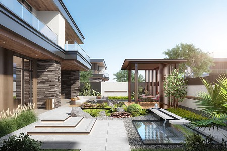 Modern courtyard landscape 3d model