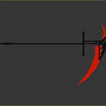 Black and Red Sickle Weapon with Long Handle Shiny Blade Modern Design