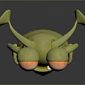 Game Movie Character Green Monster With Big Eyes Yellow Ears Red Striped Scarf Gray Pants