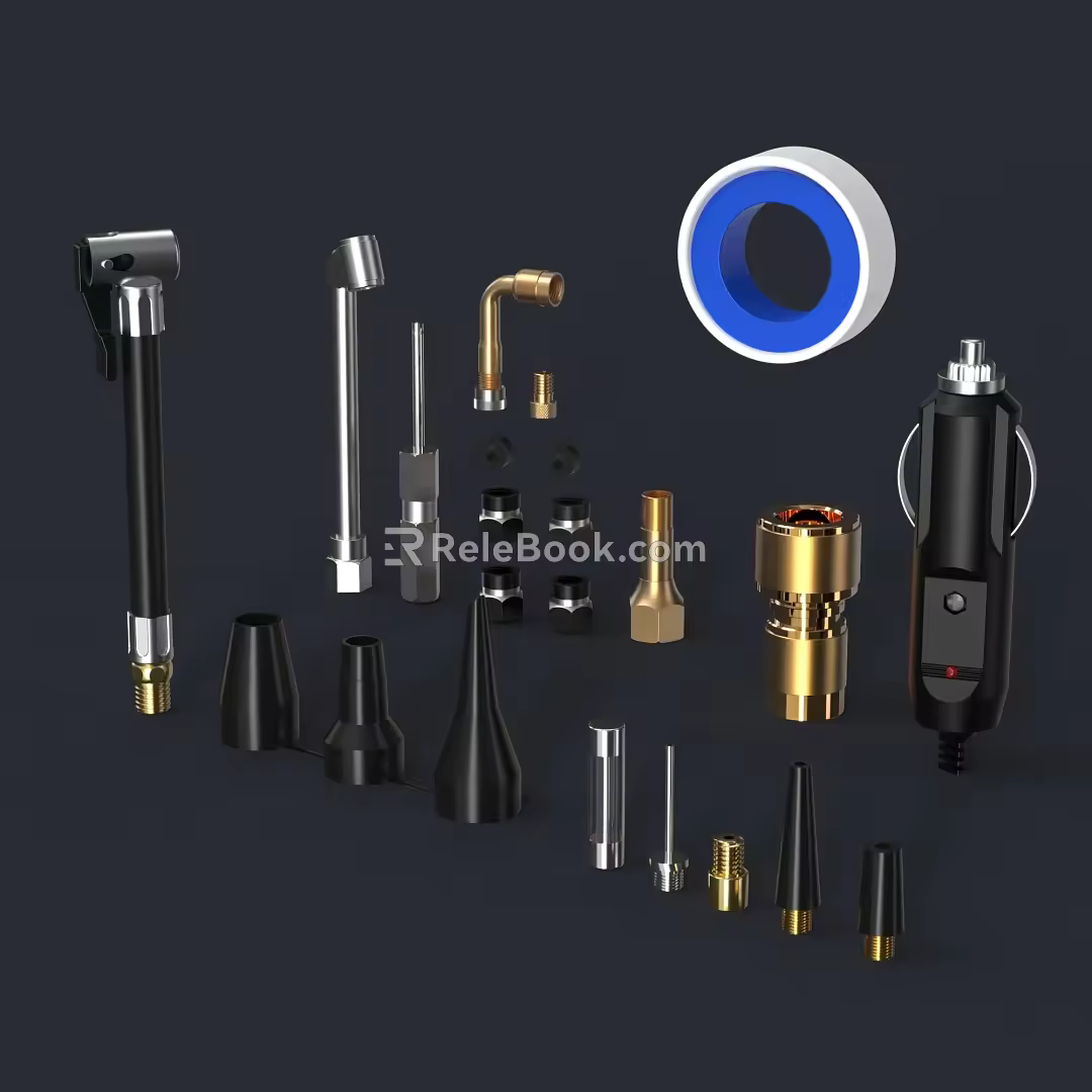 Air pump accessories DC car charging head water pipe interface inflation interface 3d model