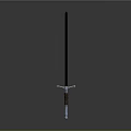 Medieval Sword With Black Blade Blue Guard And Brown Hilt