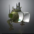 Green Dome Shaped Mechanical Device With Antenna Tools Open Door And Mechanical Legs