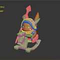 Pikachu Wearing Pink Armor Riding Pink Rocking Horse With Arrow Decoration