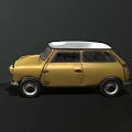 Classic Yellow Vintage Car With White Roof And Retro Exterior Design