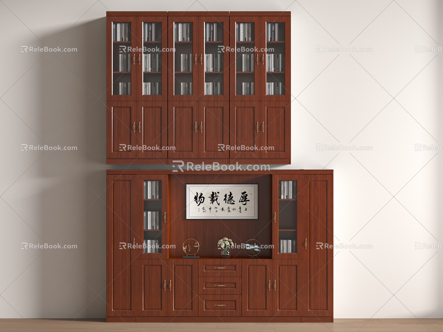 Modern Office Bookcase Combination Wooden File Cabinet Boss Data Cabinet Office Background Cabinet High Cabinet Wood Adult 3d model