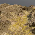 Scenic Mountain Landscape Featuring Rugged Peaks Rocky Terrain And Yellow Patches