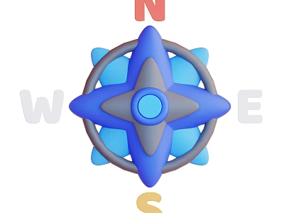 Blue And Gray Compass Navigation Guide With Direction Letters N E S W 3d model