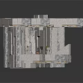 Grand Hall Interior With Gray Marble Walls Floor Golden Ceiling Stone Planters And Chandelier