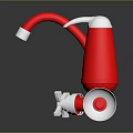 Red Faucet with Silver Handles and Spout Modern Design Reflective Surface 3d model