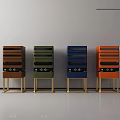 Modern Stylish Storage Lockers With Colorful Design Multiple Drawers And Golden Legs
