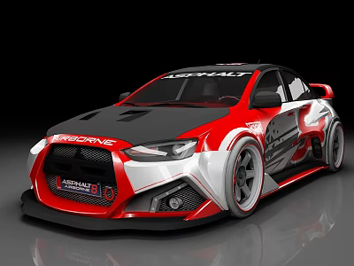 JASMA Racing Car With Red White Aerodynamic Body Kit And Stylish Design 3d model