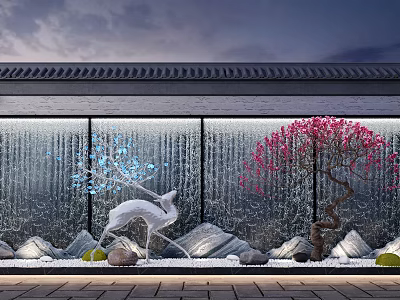New Chinese style landscape sketch courtyard small scenery 3d model