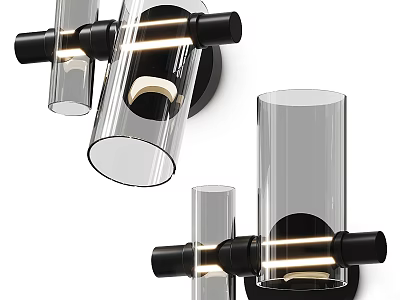 Modern Wall Lamp With Transparent Glass Tubes Black Metal Frame And Illuminated Light 3d model
