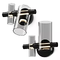Modern Wall Lamp With Transparent Glass Tubes Black Metal Frame And Illuminated Light