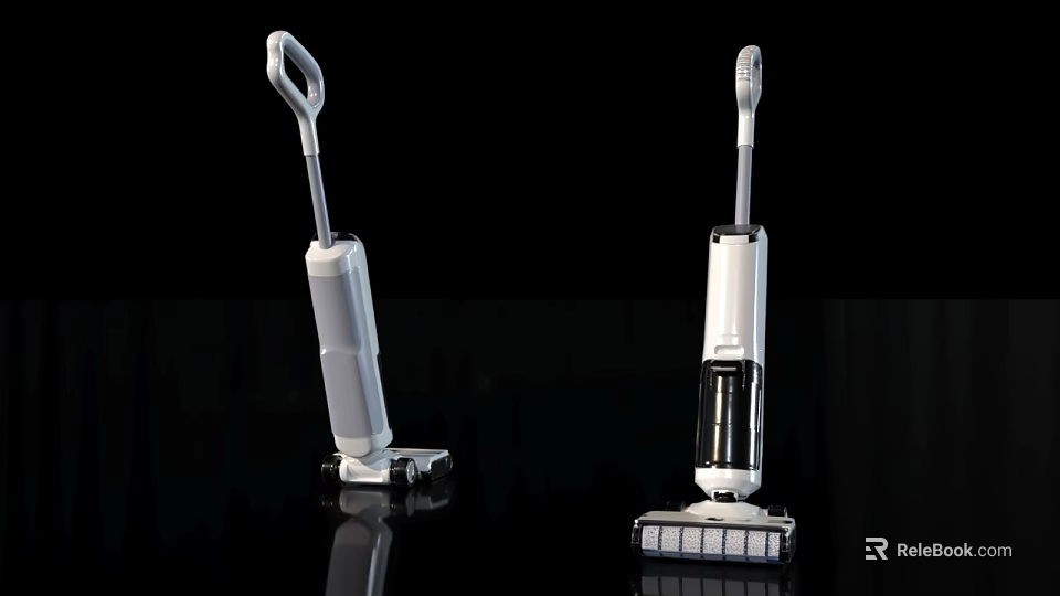 Modern White Floor Cleaning Tools With Long Handle And Efficient Brush Heads 3d model 