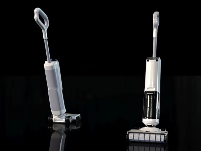 Modern White Floor Cleaning Tools With Long Handle And Efficient Brush Heads 3d model