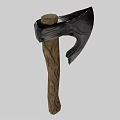 Classic Axe With Black Metal Head And Natural Wooden Handle Design