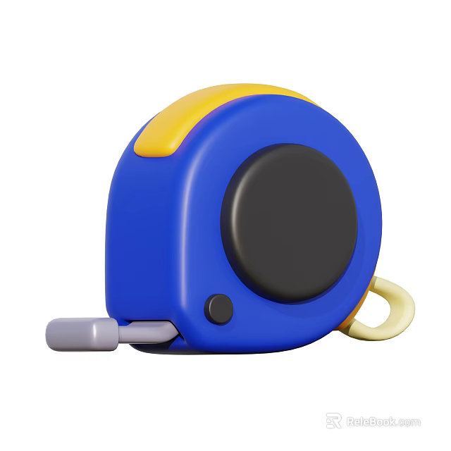 Industrial Measuring Tape with Blue Yellow Body Black Dial and Retractable Hook 3d model 
