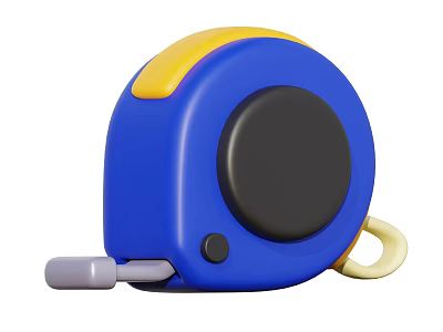 Industrial Measuring Tape with Blue Yellow Body Black Dial and Retractable Hook 3d model