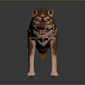 3D Modeled Wolf Character With Brown Orange Fur Sharp Ears Open Mouth Standing Pose