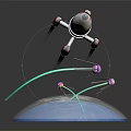 Advanced Space Exploration Craft With Laser Beams Orbiting Earth 3d model